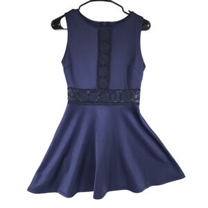 Crystal Doll Skater Dress sz 5 Jr Women Navy Blue Lace Fit & Flare